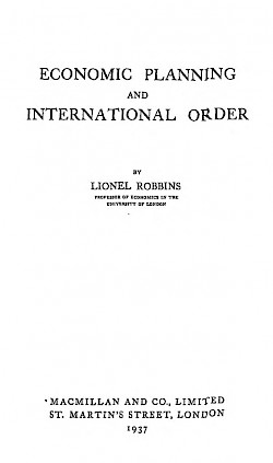 Economic Planning and International Order